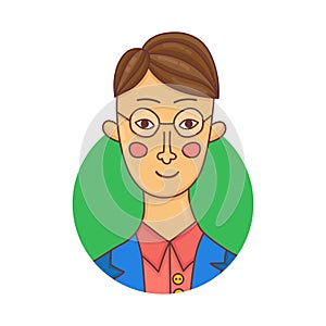 Man in glasses doodle cartoon character vector