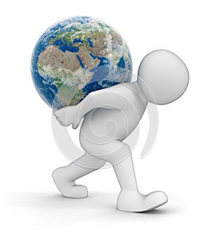 Man and Globe (clipping path included)