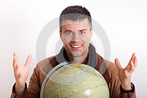 Man with globe