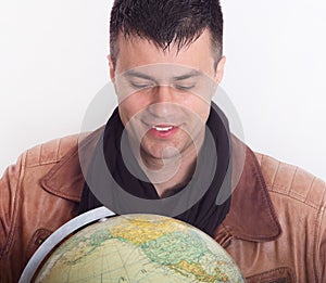 Man with globe