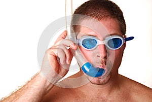 Man with goggles and snorkle