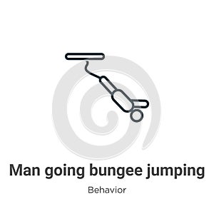 Man going bungee jumping outline vector icon. Thin line black man going bungee jumping icon, flat vector simple element