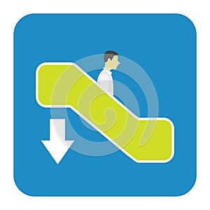 man going down on escalator. Vector illustration decorative design