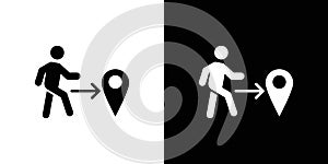 Man going to destination icon linear logo isolated