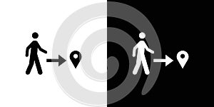 Man going to destination icon logo set vector