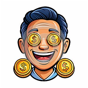 Man With Gold Coins Covering Eyes