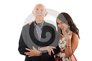 Man with gold-digger companion or wife