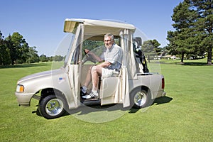 Man on a Golf Cart