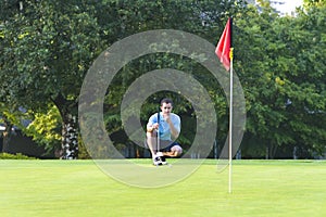 Man on Golf Course Playing Golf - Horizontal