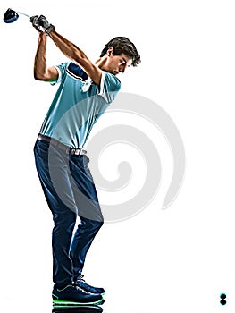 Man Golf golfer golfing isolated  white background
