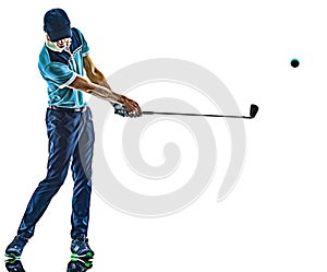 Man Golf golfer golfing isolated white background