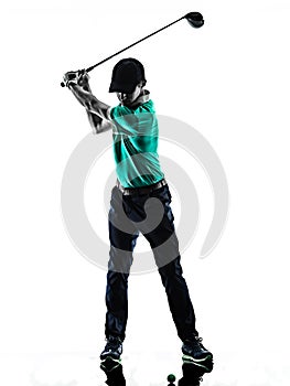 Man Golf golfer golfing  shadow silhouette white background