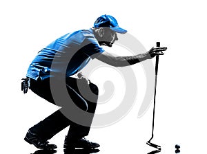 Man golfer golfing crouching silhouette