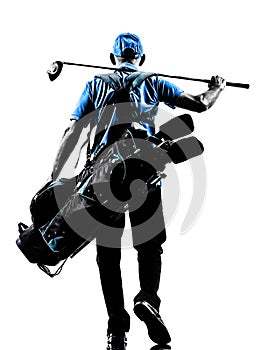 Man golfer golfing golf bag walking silhouette