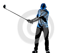 Man golfer golfing golf swing silhouette