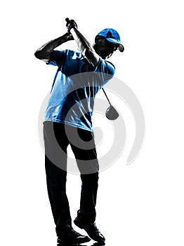 Man golfer golfing golf swing silhouette