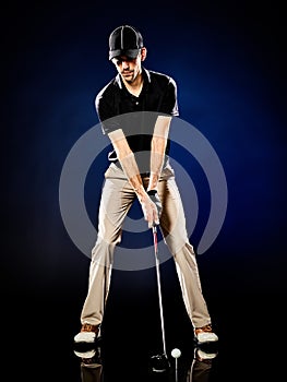 Man golfer golfing isolated