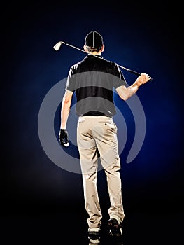 Man golfer golfing isolated