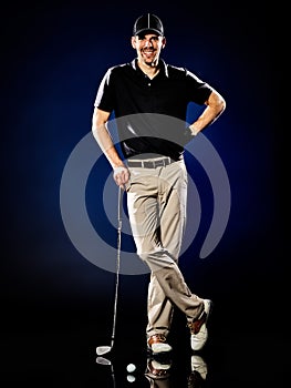 Man golfer golfing isolated