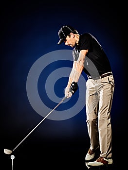 Man golfer golfing isolated