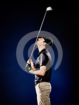 Man golfer golfing isolated