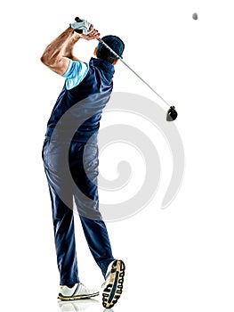 Man golfer golfing isolated withe background