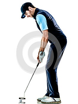 Man golfer golfing isolated withe background