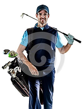 Man golfer golfing isolated withe background