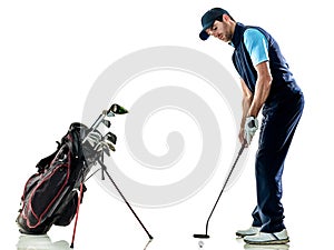 Man golfer golfing isolated withe background