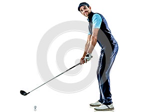 Man golfer golfing isolated withe background