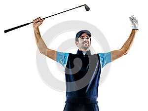 Man golfer golfing isolated withe background