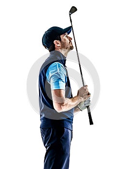 Man golfer golfing isolated withe background