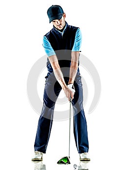 Man golfer golfing isolated withe background