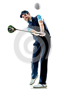 Man golfer golfing isolated withe background