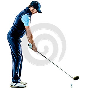 Man golfer golfing isolated withe background