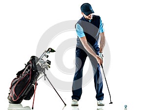 Man golfer golfing isolated withe background