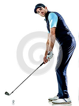 Man golfer golfing isolated withe background