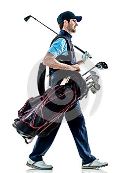 Man golfer golfing isolated withe background