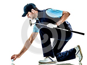 Man golfer golfing isolated withe background