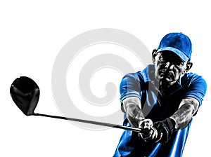 Man golfer golfing portrait silhouette