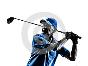 Man golfer golfing portrait silhouette