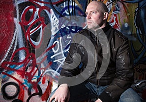 Man graffiti urban attitude