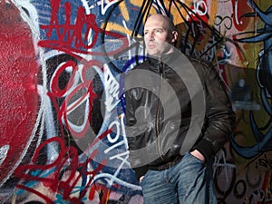 Man graffiti urban attitude