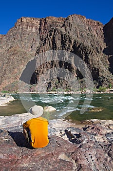 Man at Grand Canyon Bottom