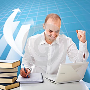 Man and graph business background