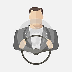 A man is driving a car. Vector illustration.