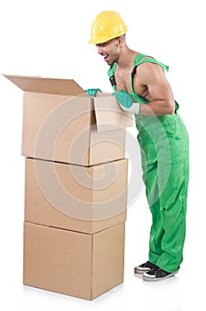 Man in green coveralls