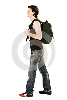 Man with green rucksack