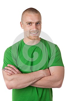 Man in green shirt