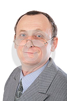 Man in grey suit close-up